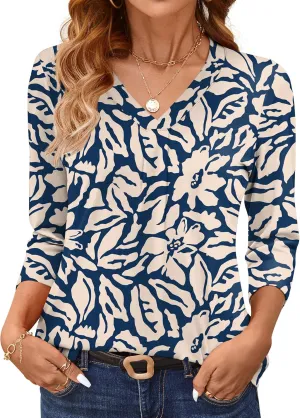 AKEWEI 3/4 Length Sleeve Womens Tops V Neck T Shirts Dressy Casual Basic Summer Tees 2025