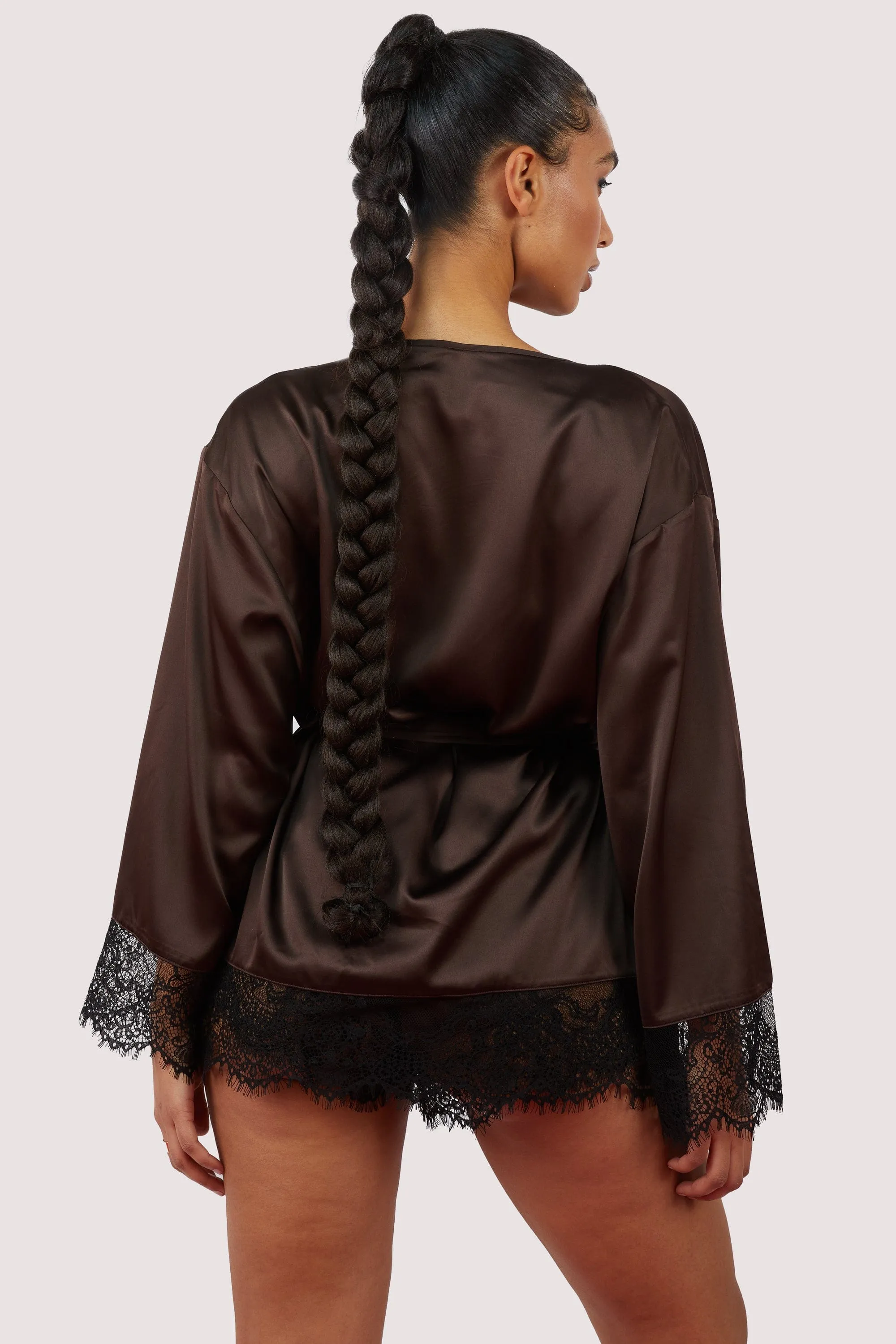 Alaia Chocolate Brown Caged Kimono