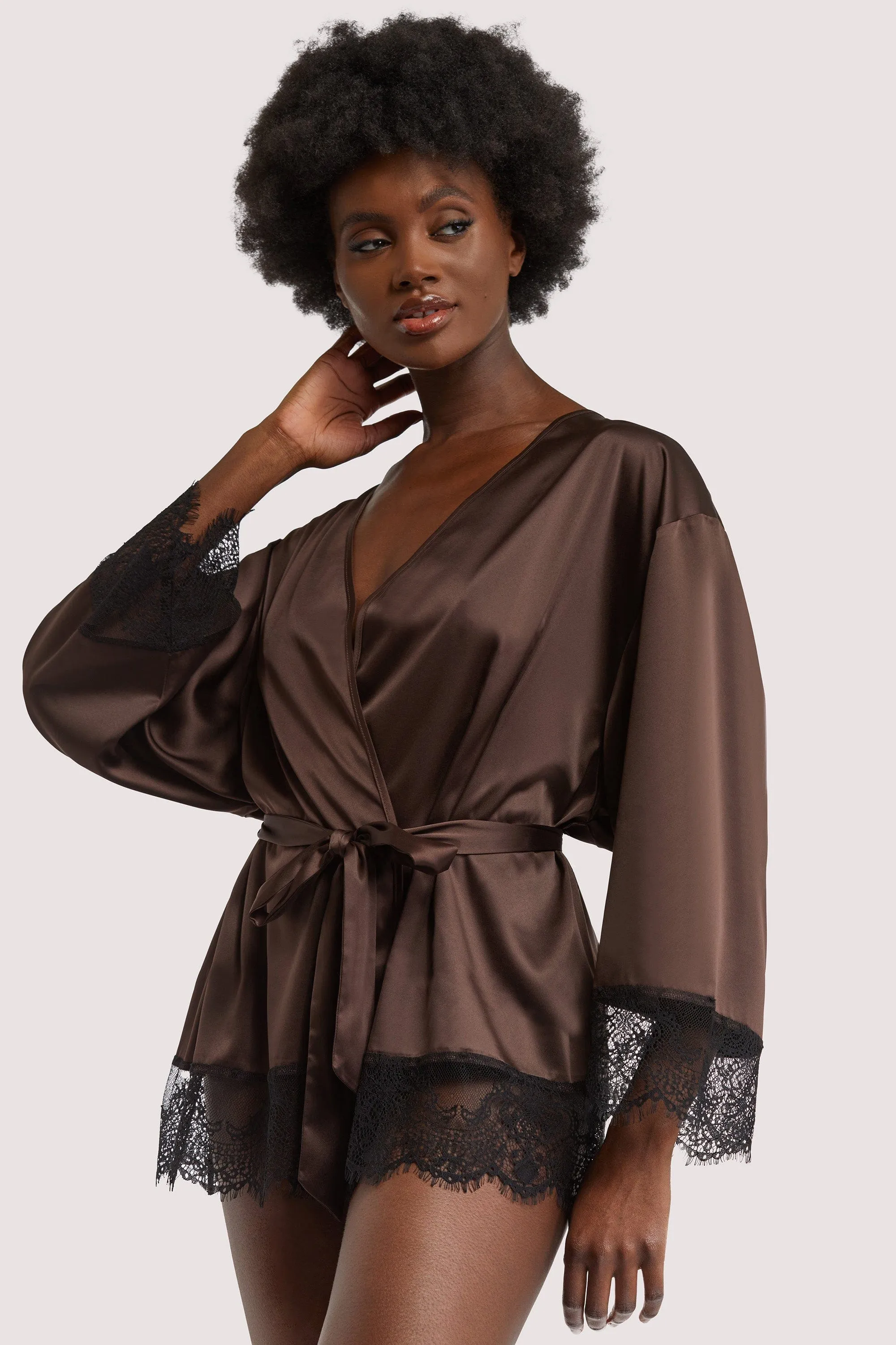 Alaia Chocolate Brown Caged Kimono