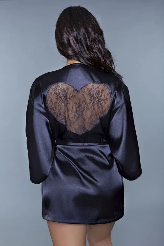 Amora Black Silk Robe