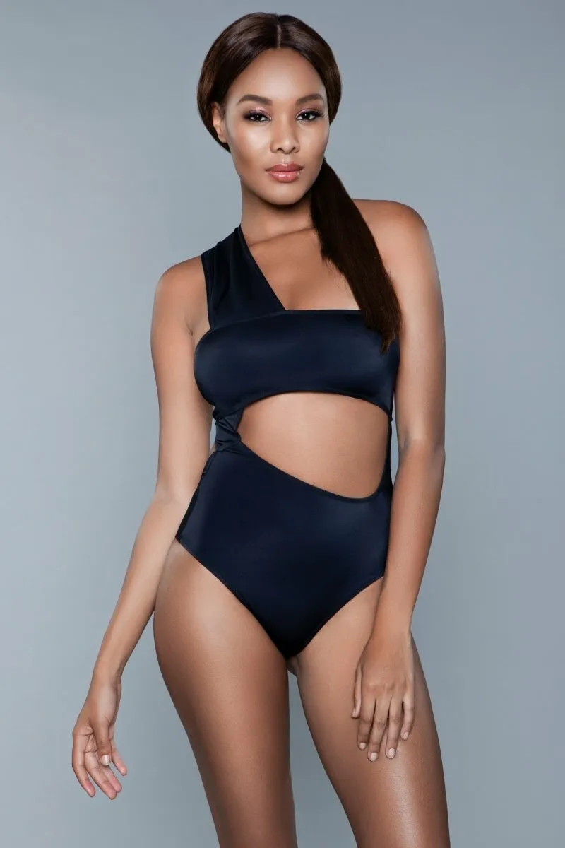 BeWicked 1 shoulder 1 piece1973 Kennedy Swimsuit Black