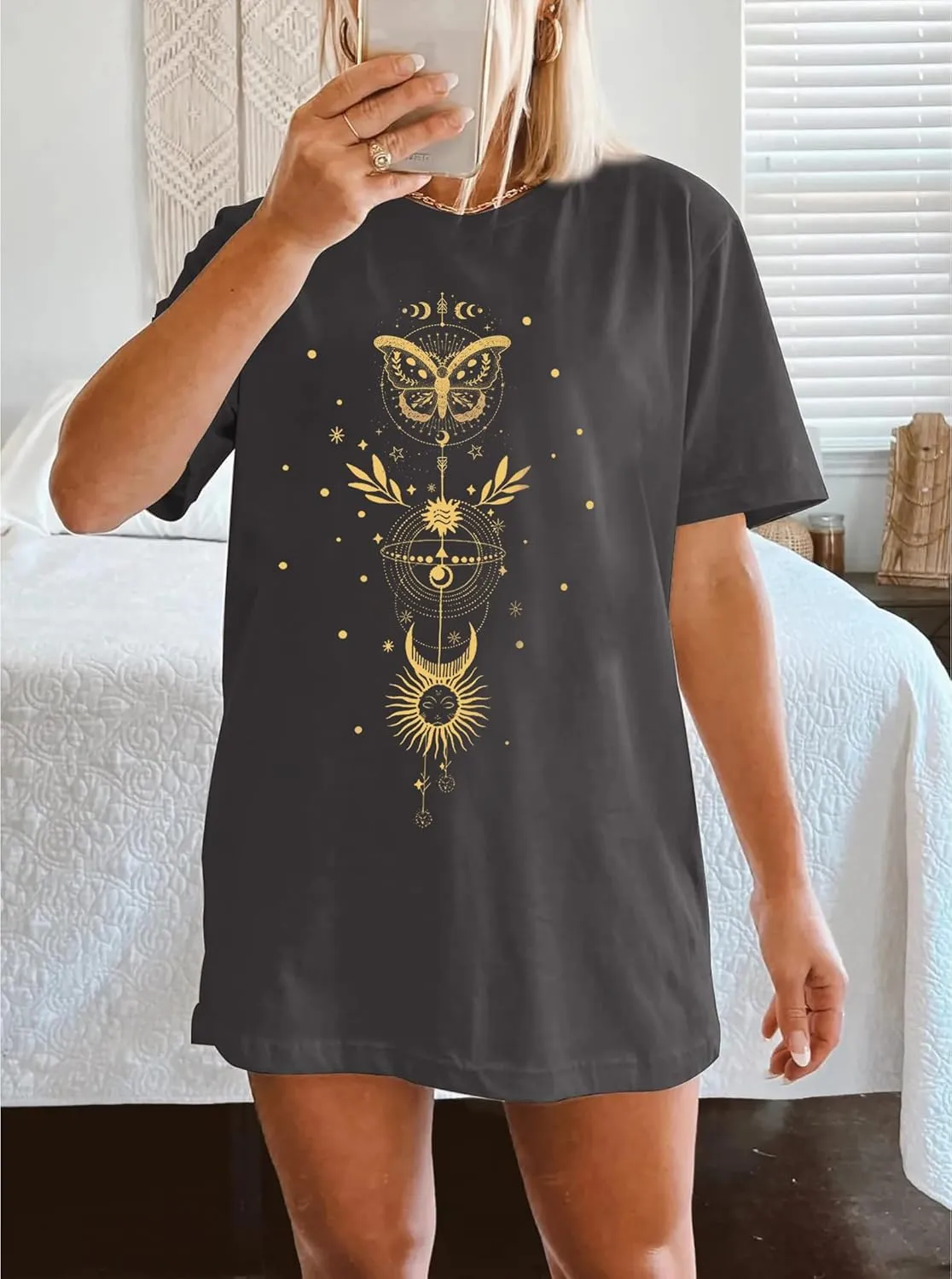 CSDAJIO Women's Casual Short Sleeve Loose Shirt Oversized T-Shirt Trendy Going Out Crew Neck Summer Graphic Tees