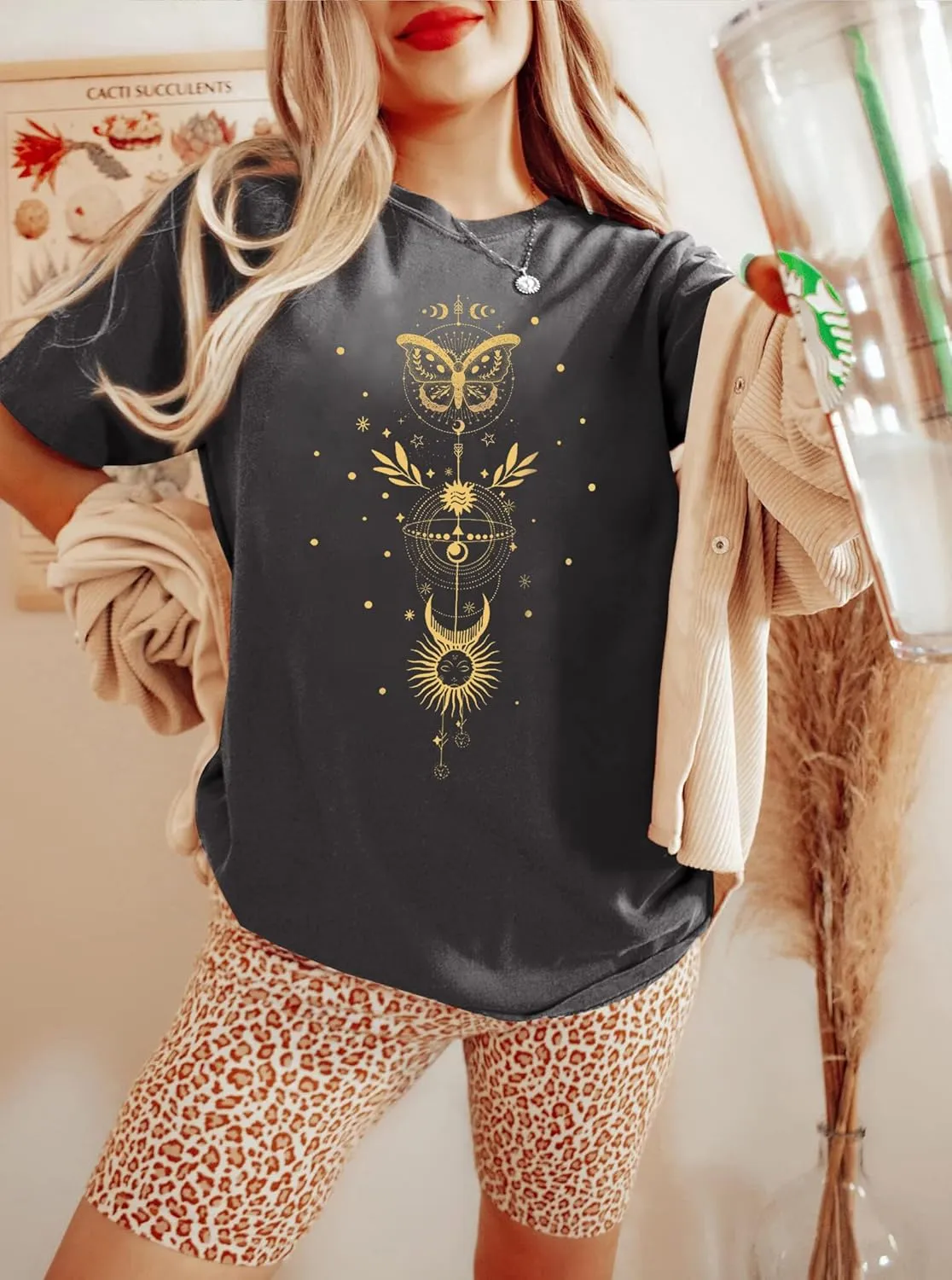 CSDAJIO Women's Casual Short Sleeve Loose Shirt Oversized T-Shirt Trendy Going Out Crew Neck Summer Graphic Tees