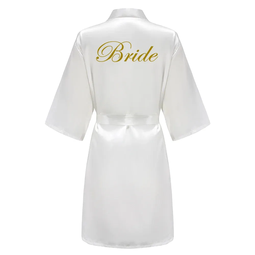 Custome Luxury Bridal Party Silk Satin Robe for Bride & Bridesmaids