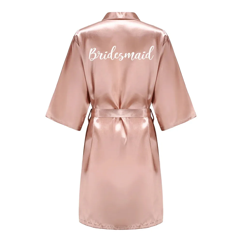 Custome Luxury Bridal Party Silk Satin Robe for Bride & Bridesmaids