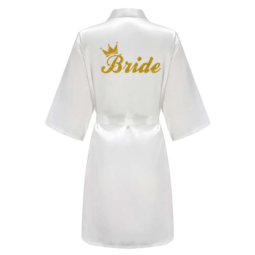 Custome Luxury Bridal Party Silk Satin Robe for Bride & Bridesmaids