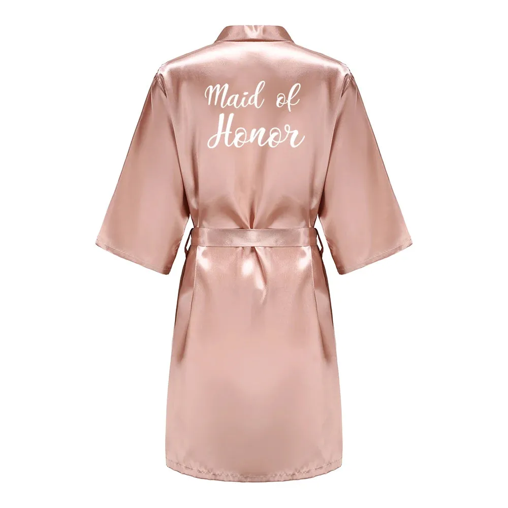 Custome Luxury Bridal Party Silk Satin Robe for Bride & Bridesmaids