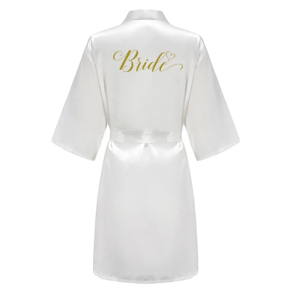 Custome Luxury Bridal Party Silk Satin Robe for Bride & Bridesmaids