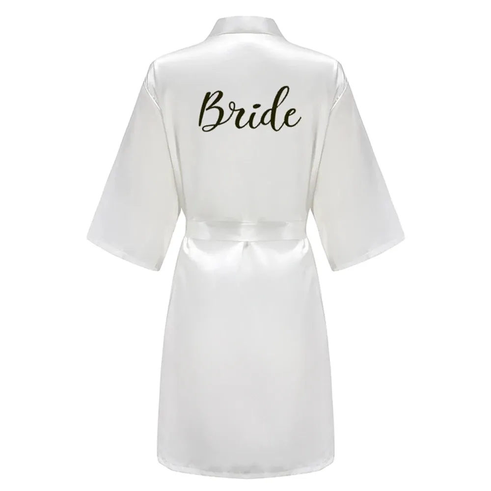 Custome Luxury Bridal Party Silk Satin Robe for Bride & Bridesmaids