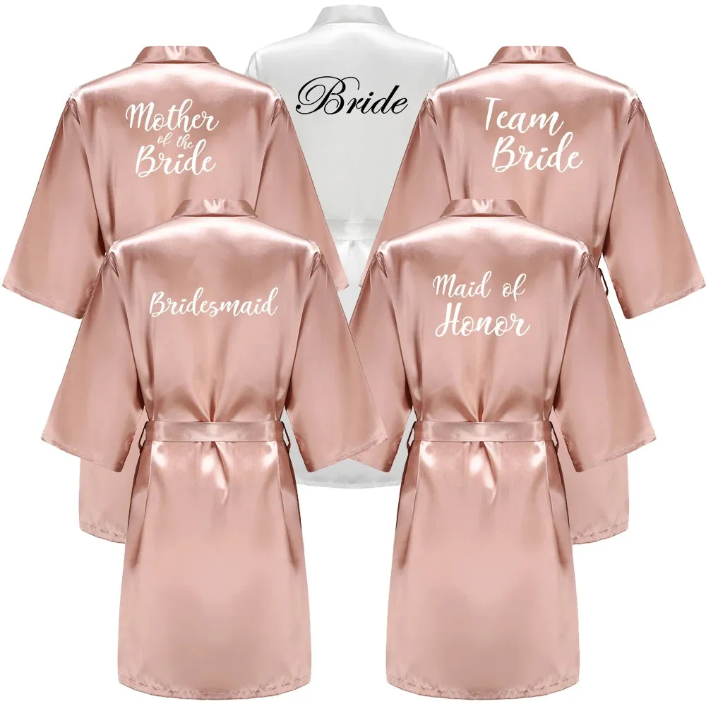 Custome Luxury Bridal Party Silk Satin Robe for Bride & Bridesmaids