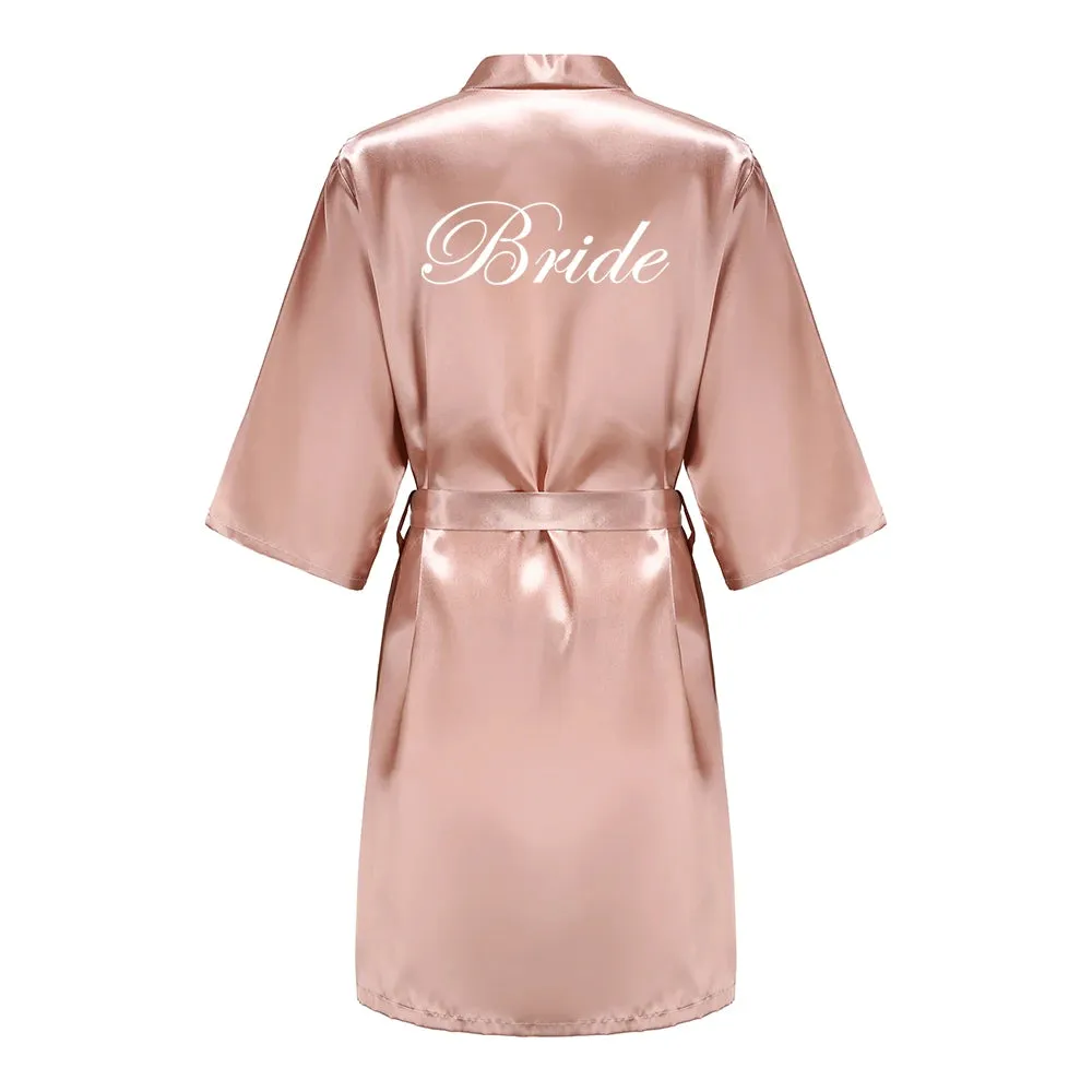 Custome Luxury Bridal Party Silk Satin Robe for Bride & Bridesmaids