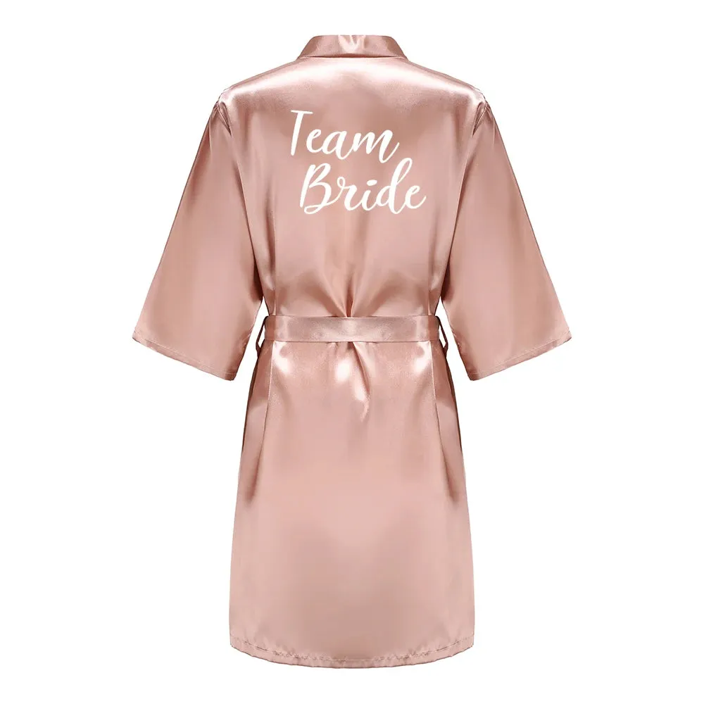 Custome Luxury Bridal Party Silk Satin Robe for Bride & Bridesmaids