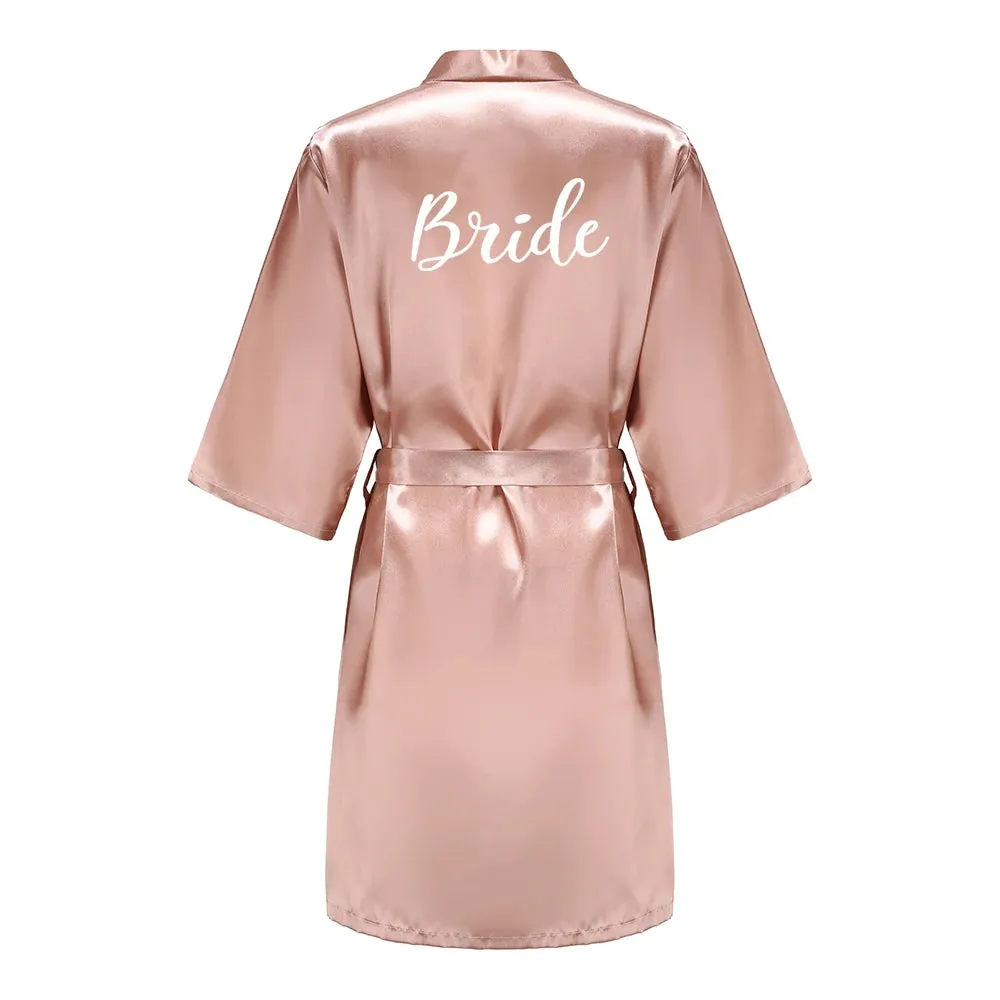 Custome Luxury Bridal Party Silk Satin Robe for Bride & Bridesmaids