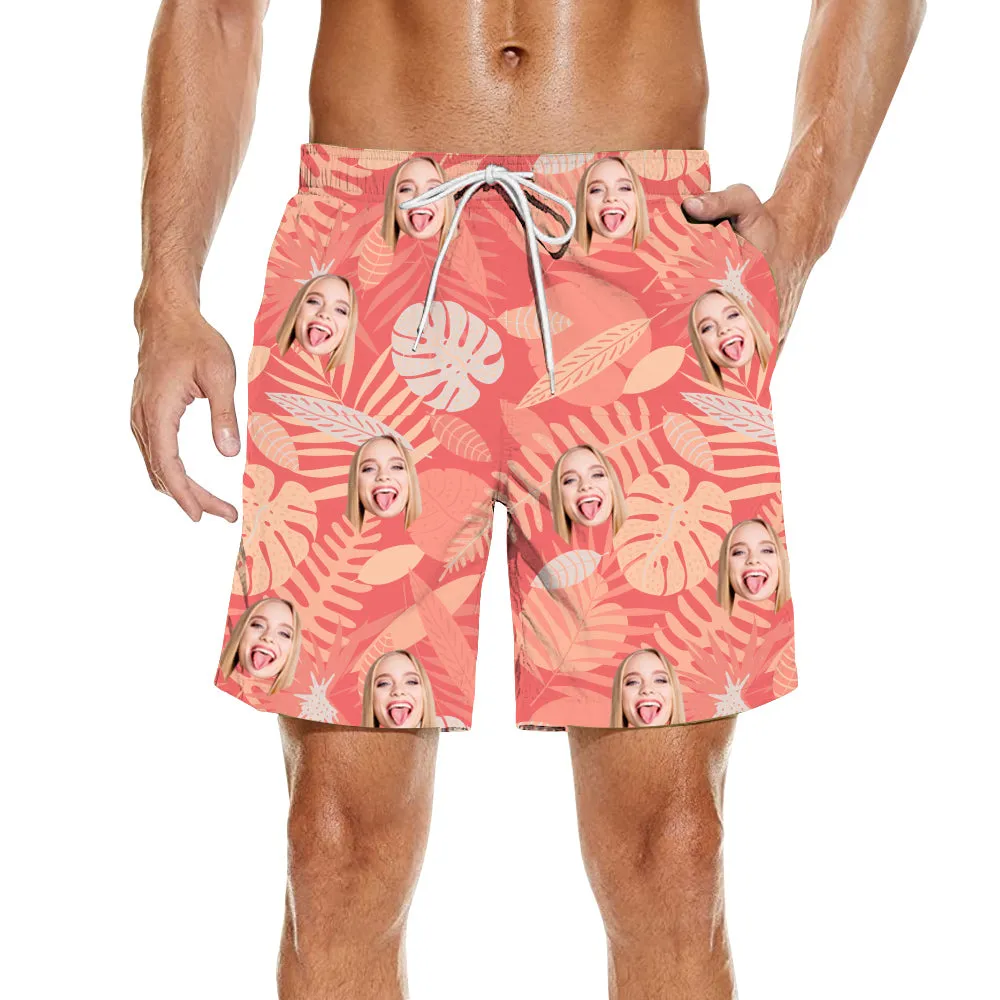 Customized Men's Summer Shorts Beach Shorts Elastic Waist Pocket Shorts Couple Gifts