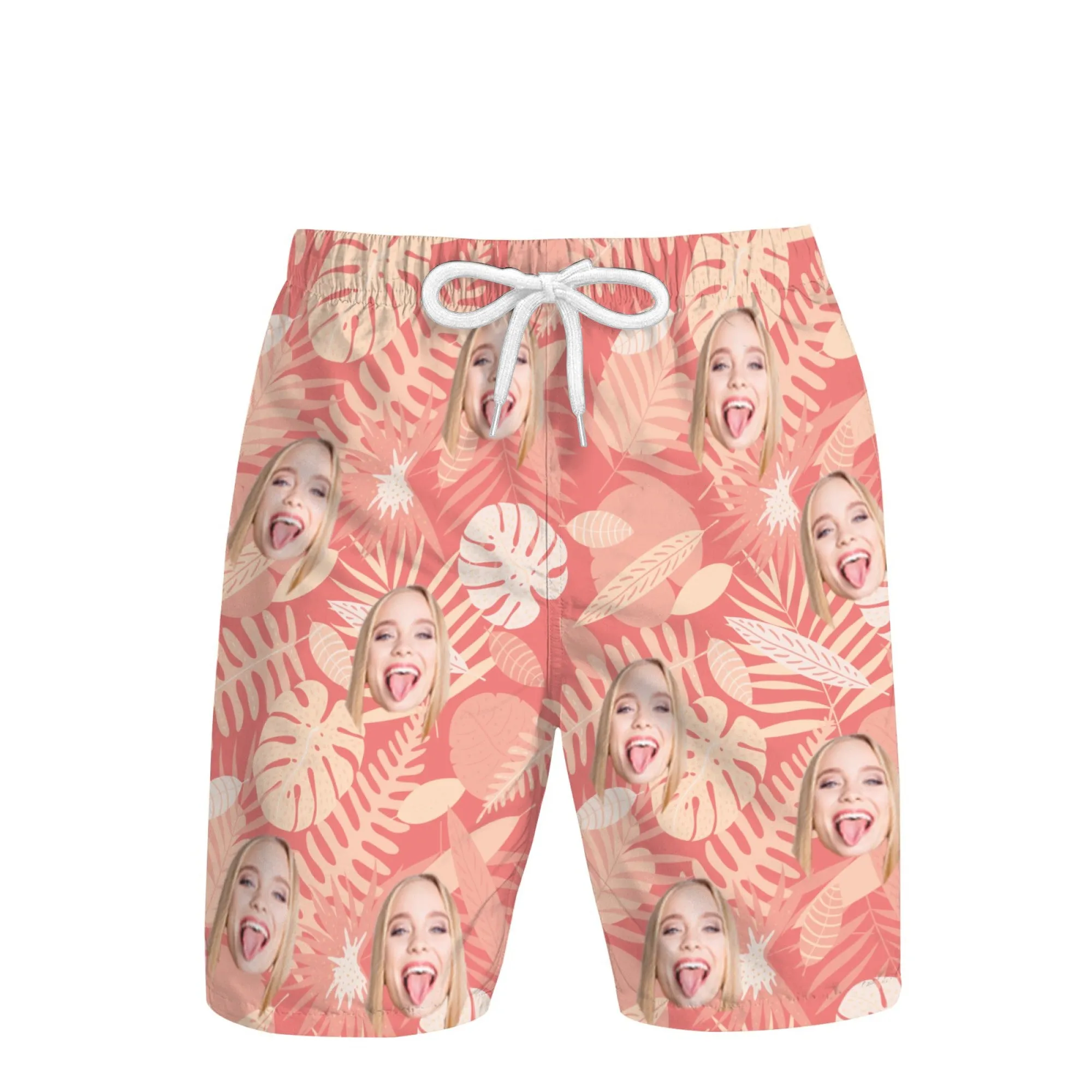Customized Men's Summer Shorts Beach Shorts Elastic Waist Pocket Shorts Couple Gifts
