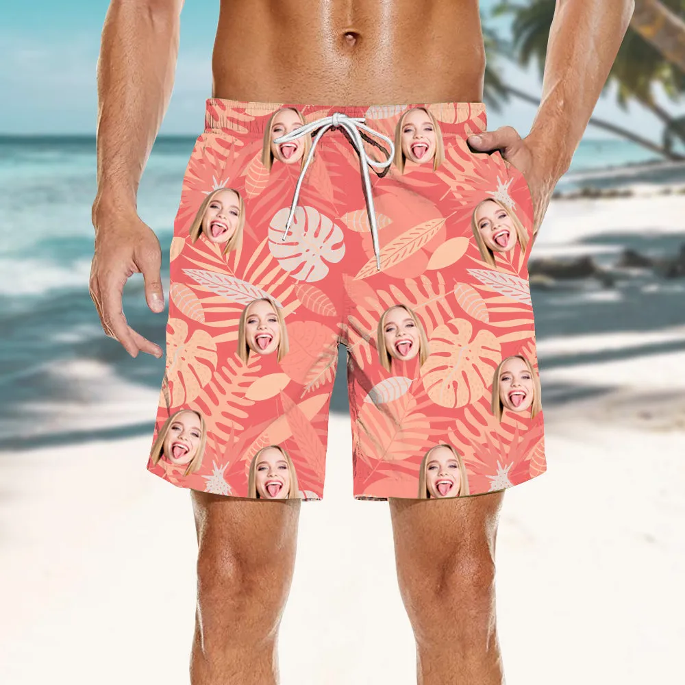 Customized Men's Summer Shorts Beach Shorts Elastic Waist Pocket Shorts Couple Gifts