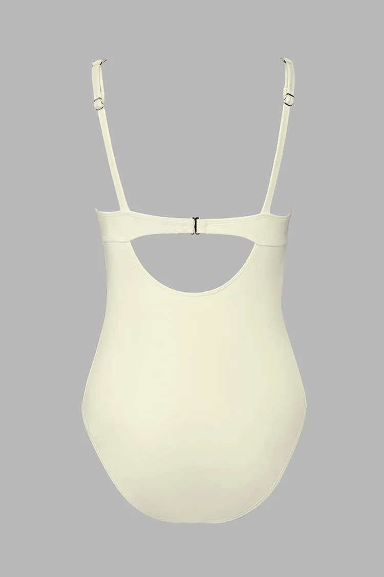 Cutout Tie Front One Piece Swimsuit