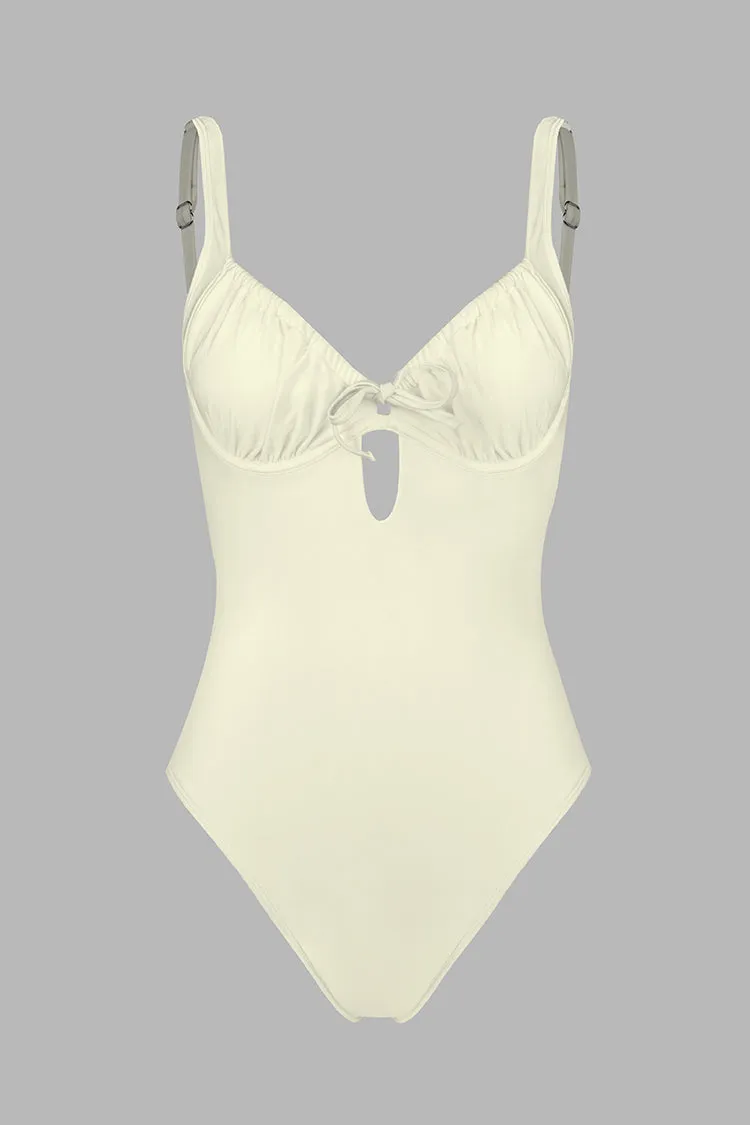Cutout Tie Front One Piece Swimsuit