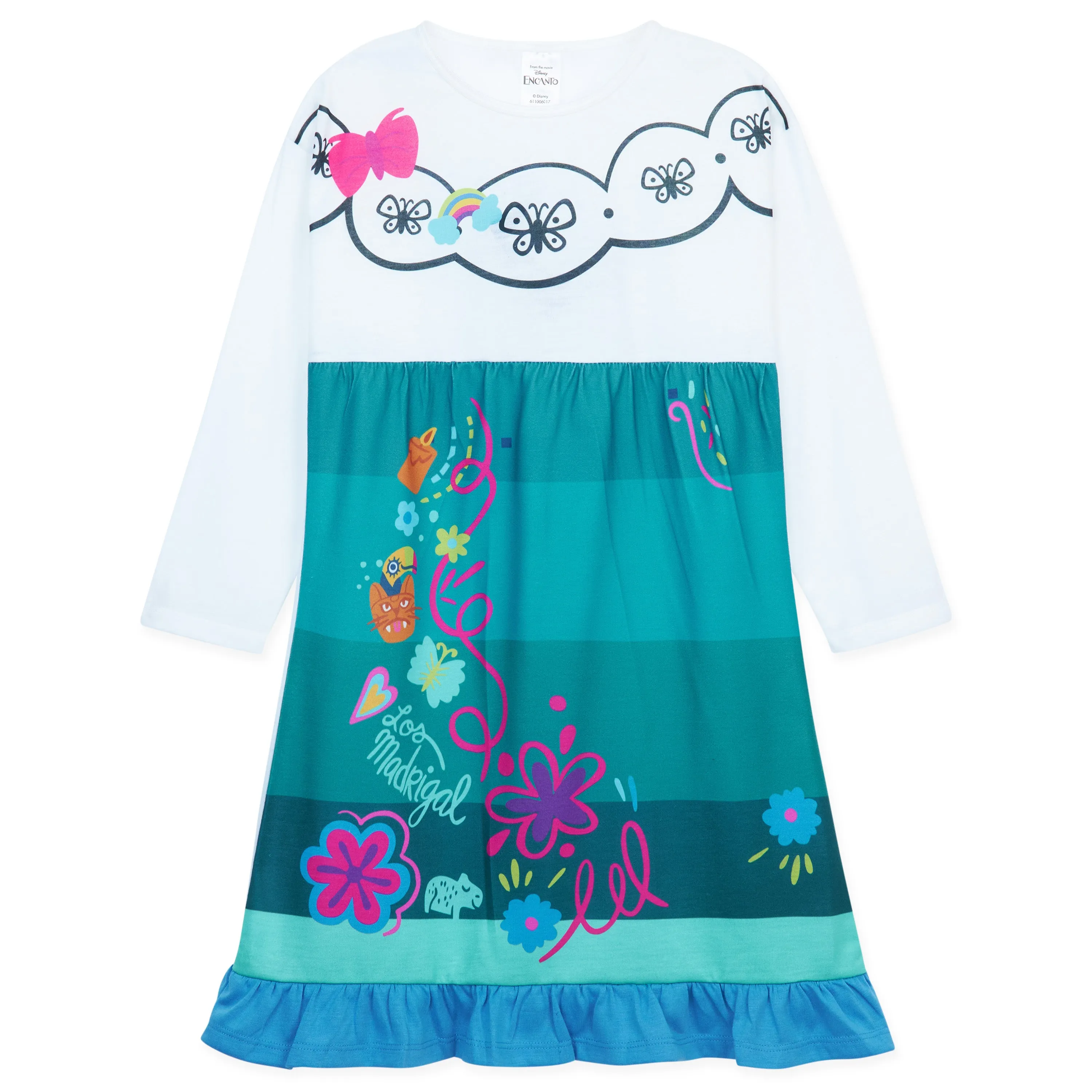 Disney Girls Nightdress, Encanto Long Sleeve Nightie for Girls