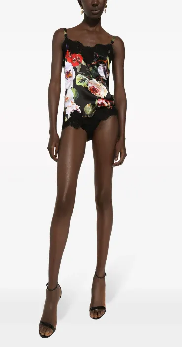 DOLCE & GABBANA - rose-print satin camisole
