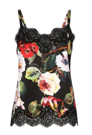 DOLCE & GABBANA - rose-print satin camisole