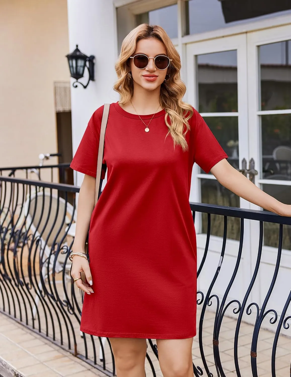 Ekouaer Nightgowns for Women Cotton Sleep Shirts Tshirt Nightshirt Casual Sleepdress Pullover Sleepwear Dress with Pockets