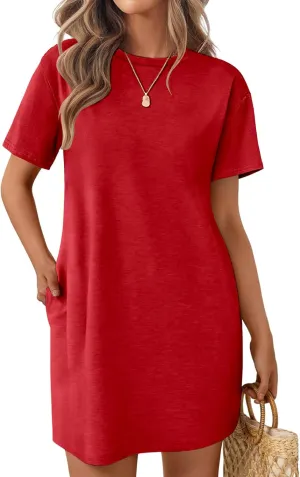Ekouaer Nightgowns for Women Cotton Sleep Shirts Tshirt Nightshirt Casual Sleepdress Pullover Sleepwear Dress with Pockets