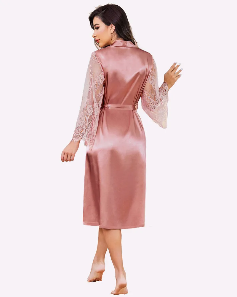 Floral Lace Kimono Robe Bride Dressing Gown
