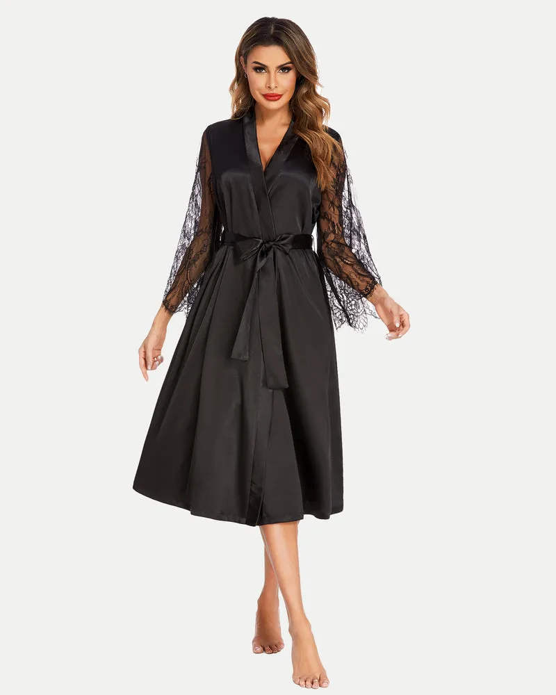 Floral Lace Kimono Robe Bride Dressing Gown