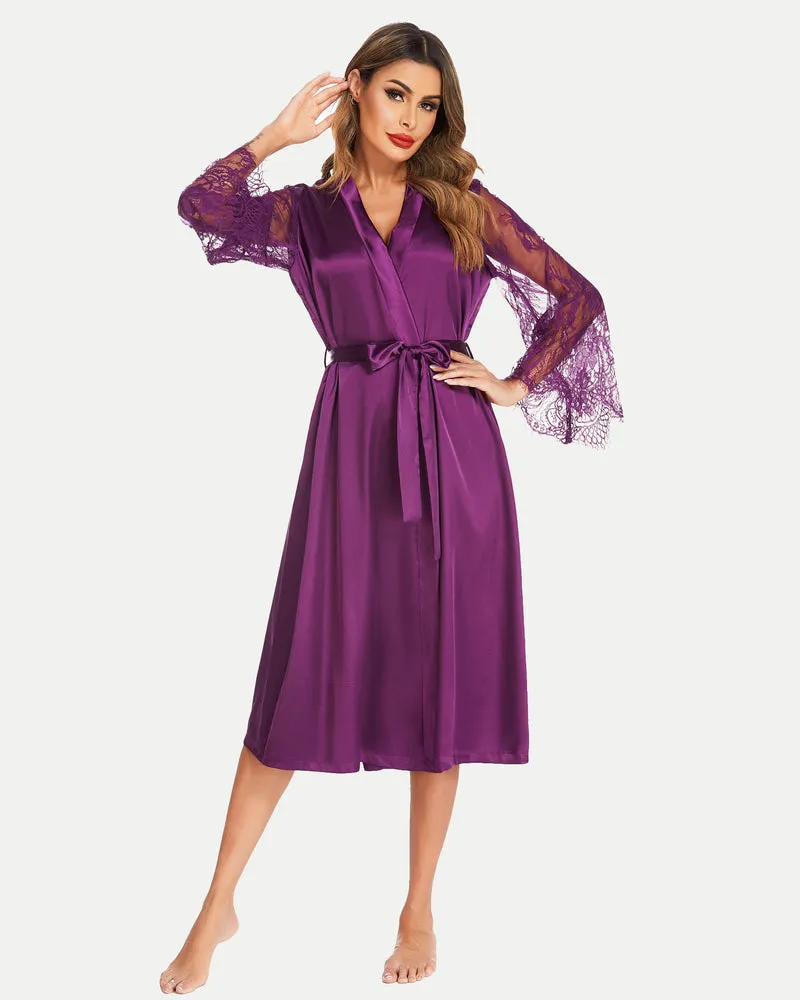 Floral Lace Kimono Robe Bride Dressing Gown