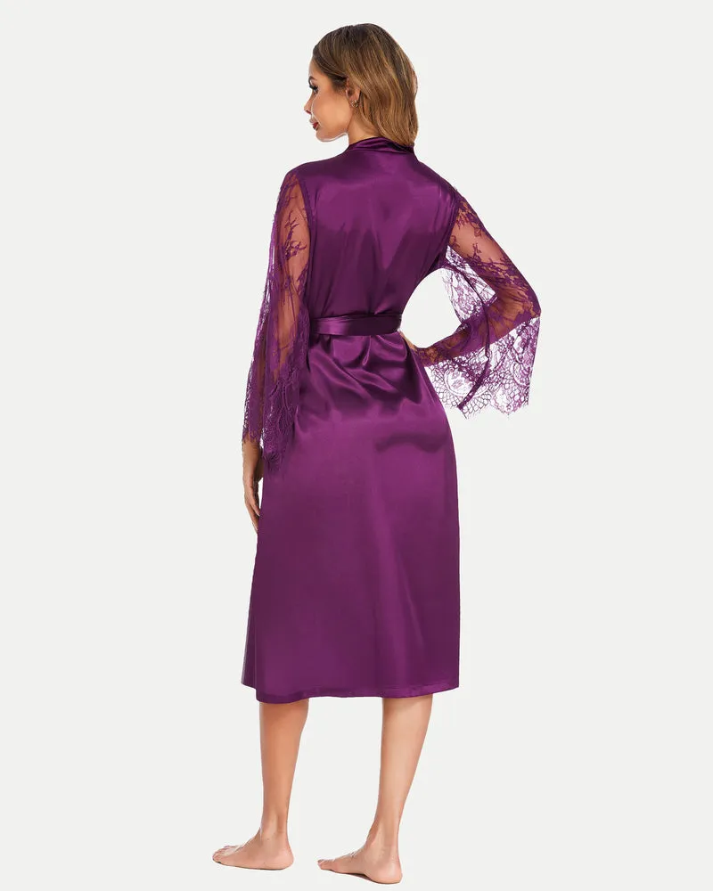 Floral Lace Kimono Robe Bride Dressing Gown