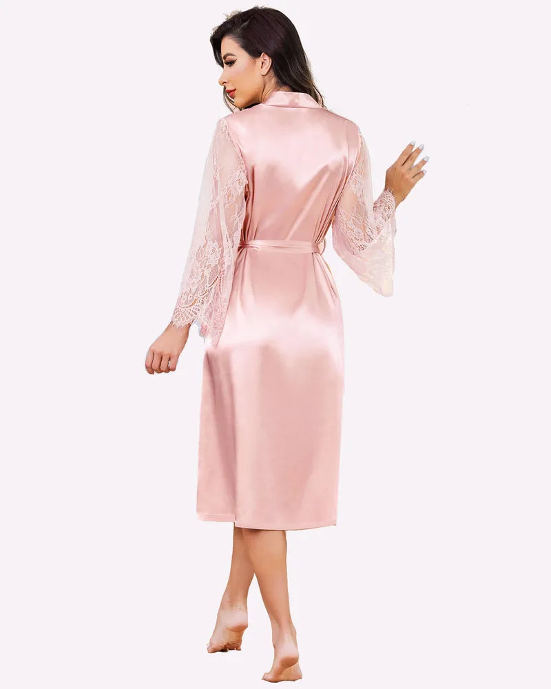 Floral Lace Kimono Robe Bride Dressing Gown