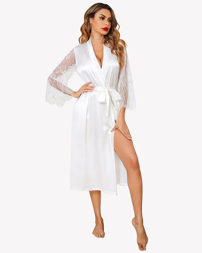 Floral Lace Kimono Robe Bride Dressing Gown