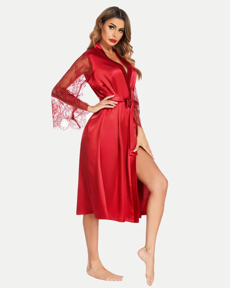 Floral Lace Kimono Robe Bride Dressing Gown