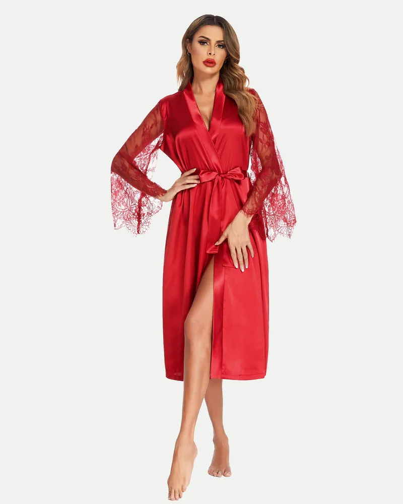 Floral Lace Kimono Robe Bride Dressing Gown