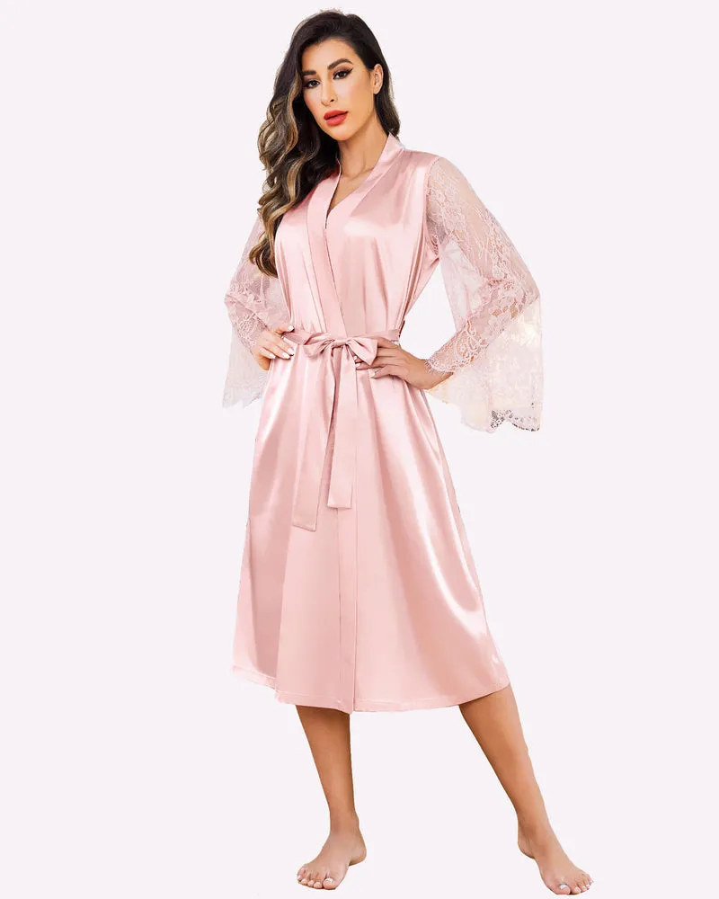 Floral Lace Kimono Robe Bride Dressing Gown