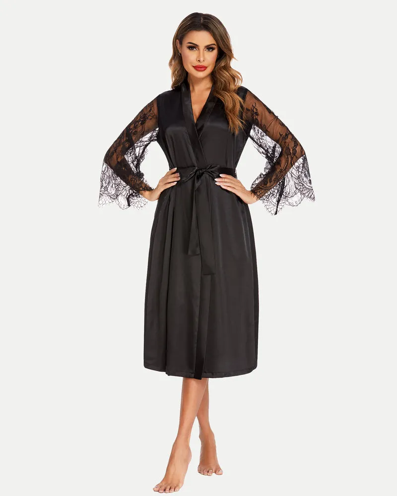 Floral Lace Kimono Robe Bride Dressing Gown