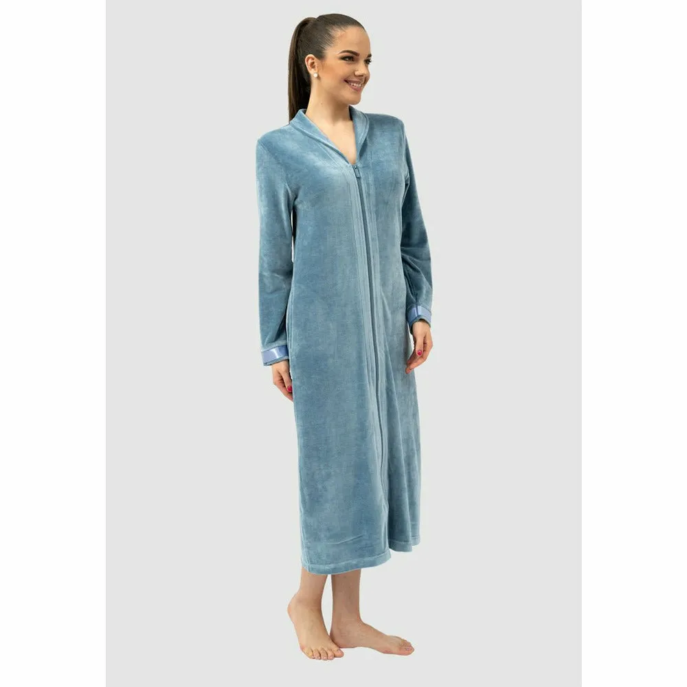 Geneve Modal and Cotton Zip-Up Long Women's Robe
