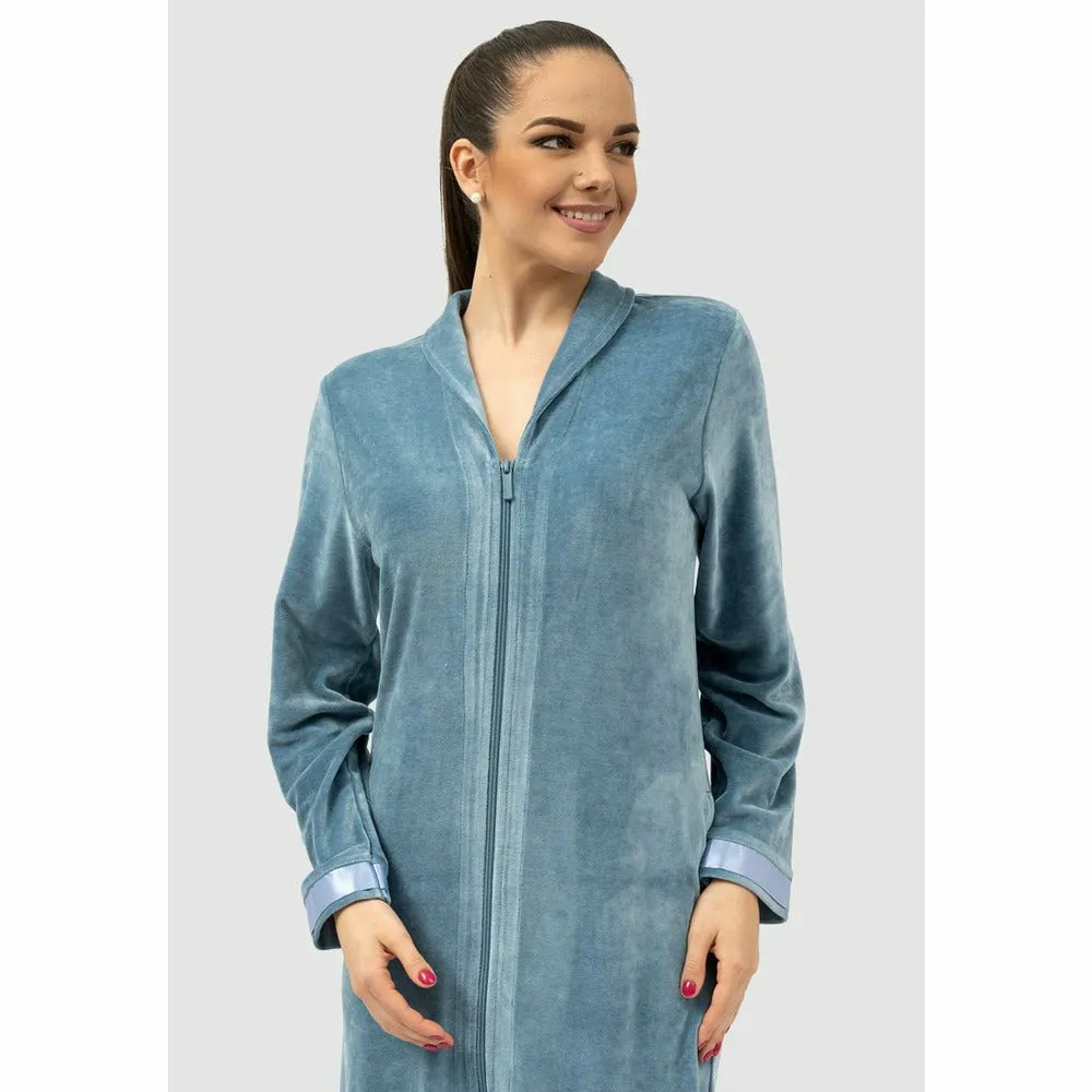 Geneve Modal and Cotton Zip-Up Long Women's Robe
