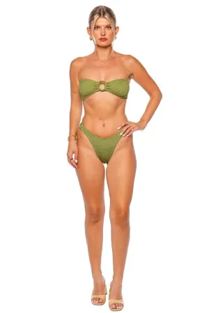 Gloria Metallic Moss Bandeau Bikini Set
