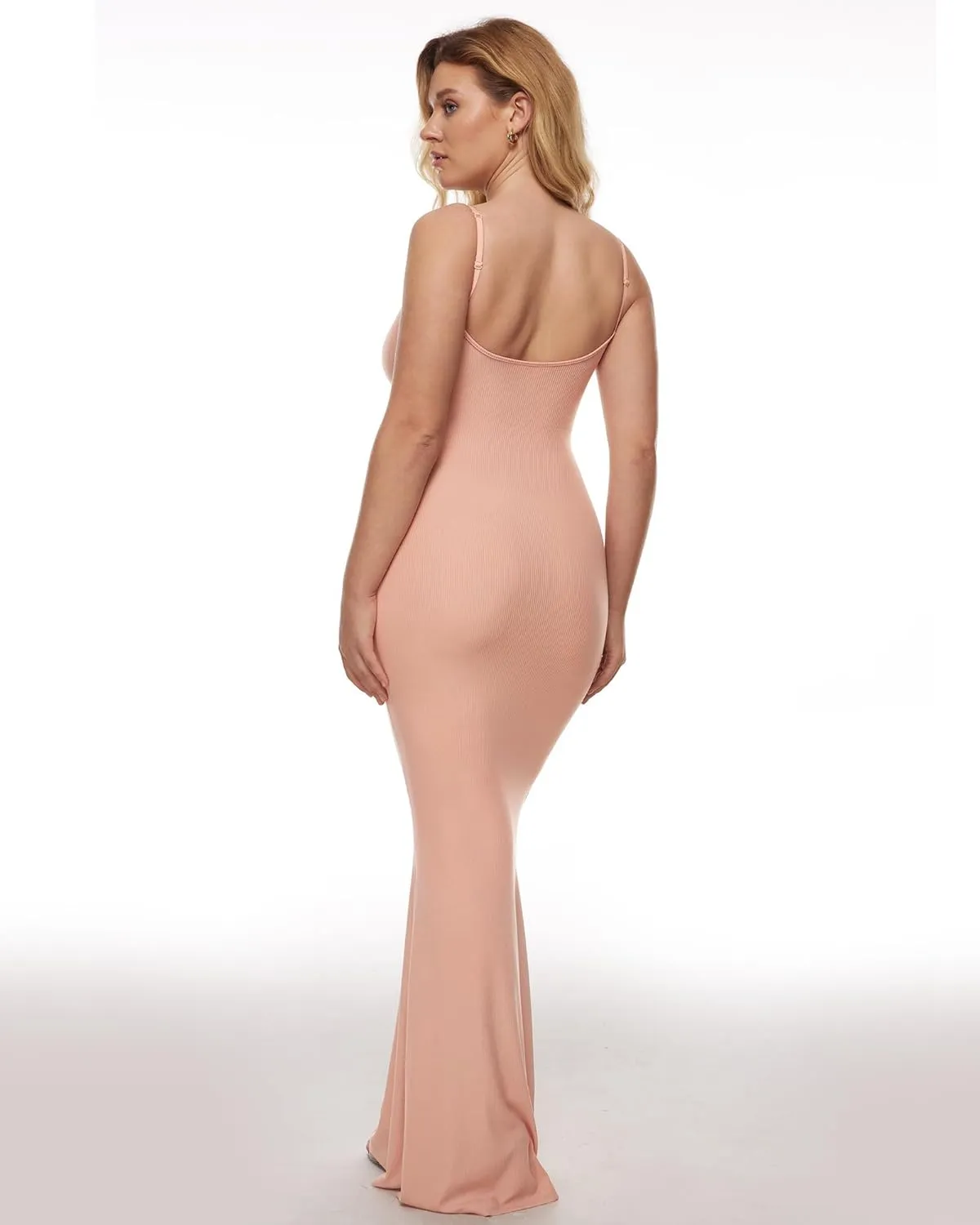 INLYRIC Women's Maxi Bodycon Dress Lounge Slip Spaghetti Strap Long Dresses Tank Ribbed Tight Dress Casual
