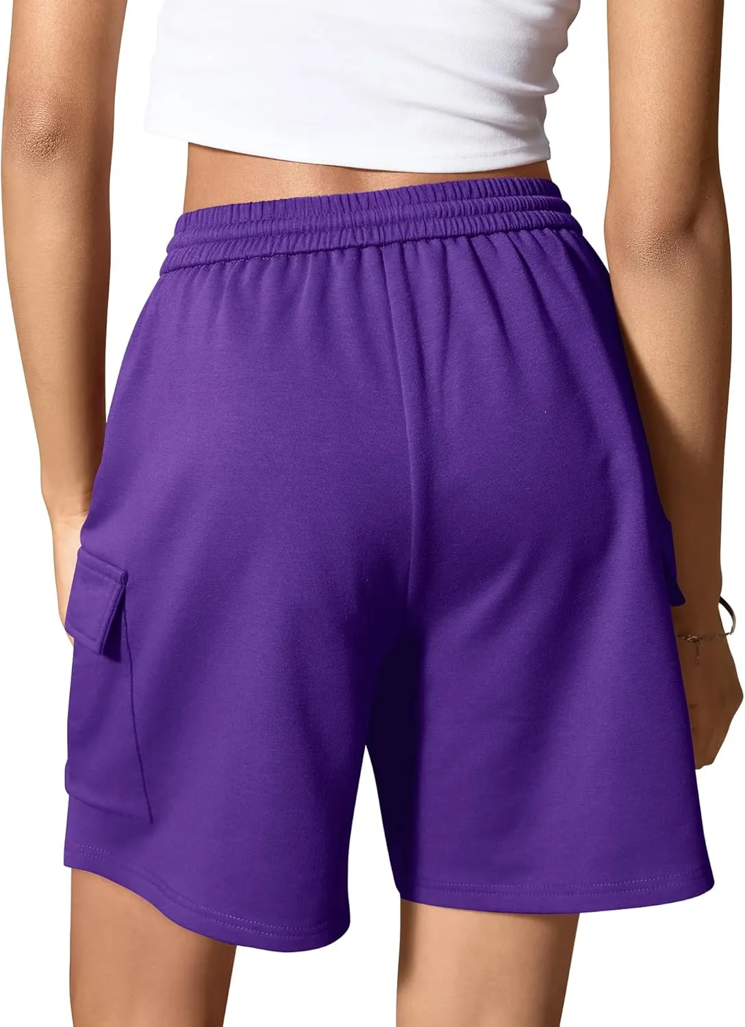 IVIR Women's Bermuda Shorts Sweat Shorts Knee Length Comfy Cotton Long Shorts with 4 Pockets for Summer Casual Hiking