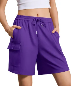 IVIR Women's Bermuda Shorts Sweat Shorts Knee Length Comfy Cotton Long Shorts with 4 Pockets for Summer Casual Hiking