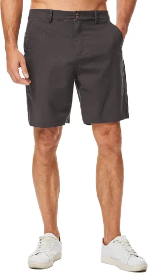 JMIERR Mens Casual 8" Cotton Linen Shorts - Button Waist Summer Beach Shorts with Pockets