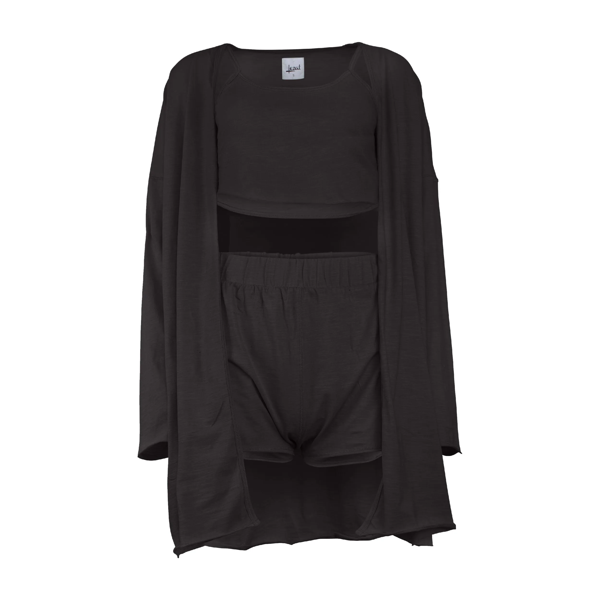 Kora Cotton 3-Piece Lounge Set - Black
