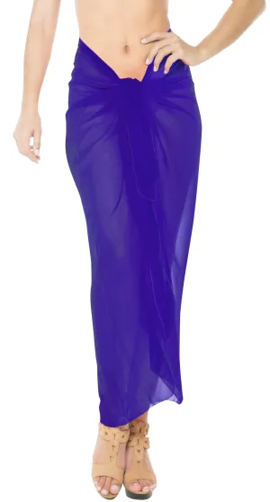 LA LEELA Sheer Chiffon Cover Up Swim Wrap Sarong Solid 84"X42" Royal Blue_1717 Blue_C292