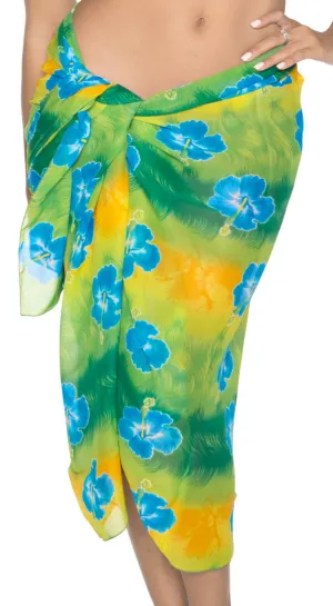 La Leela Women's Hawaiian Bikini Beach Wrap Sheer Sarong Swimming Bathing suit Beachwear Swim Dress Pareo Cover up Long 78"X42"  Green 104150