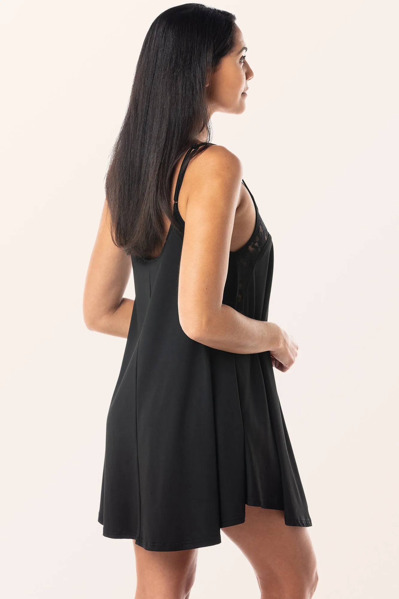 Lace Chemise Nightdress - Black