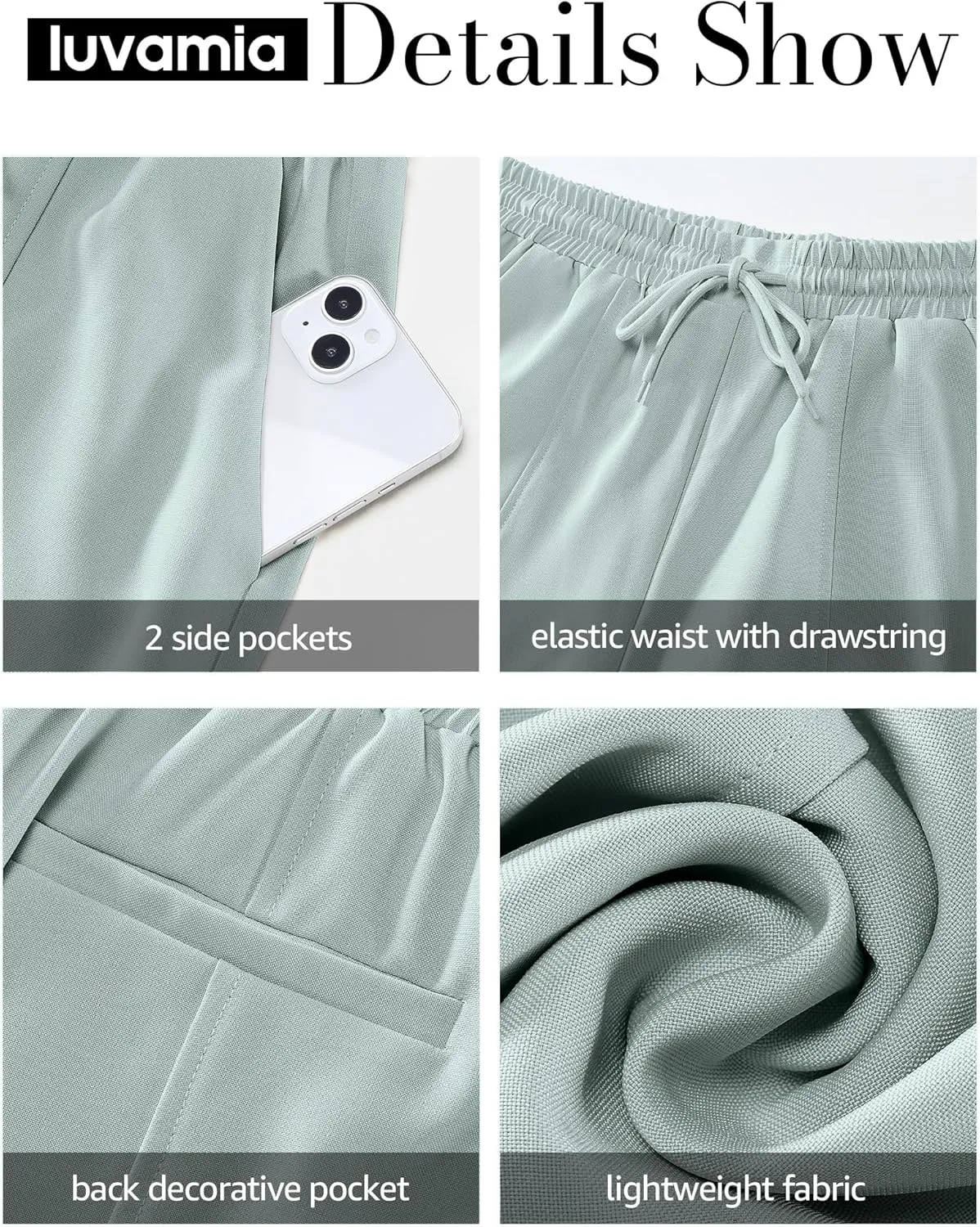 luvamia Casual Shorts for Women High Waisted Pull On Elastic Waist Drawstring Summer Trendy Beach Shorts with Pockets