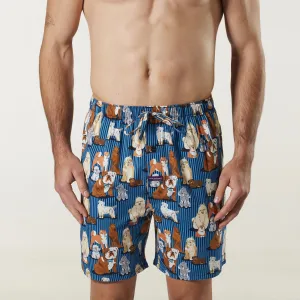Men's Dog Stripe Cotton Sleep Shorts - Blue
